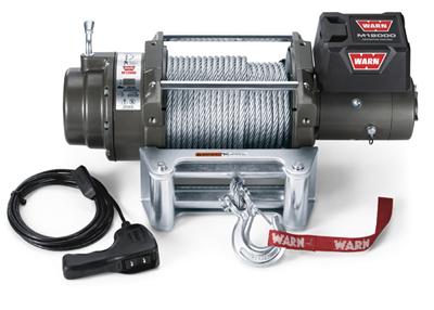12,000 lbs. Warn M12000 Winch 17801 Winch, Electric, 12 V, lb., Roller Fairlead, 125 ft. Line, 12 ft. Wired Remote, Each