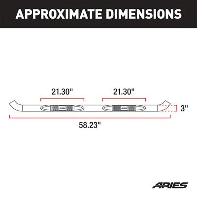 Aries Automotive 3 in. Round Side Bars 213045 Step Bars, Stainless Steel, Black Powdercoated, Gloss, 3.00 Diameter, 58.230 Length, Ford, Pair thumbnail 2