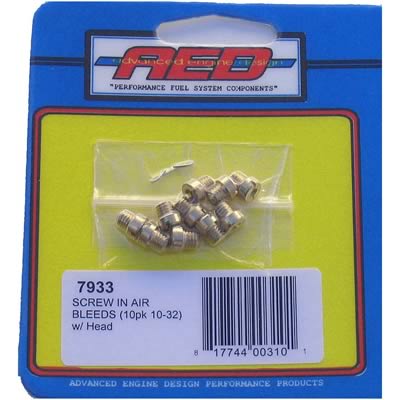 AED Performance 10-32 Screw-In Air Bleed w/Head (10pk) 7933 AED Performance 10-32 Screw-In Air Bleed w/Head (10pk) 7933
