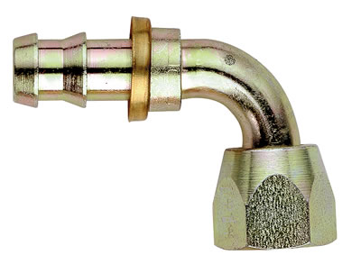 Aeroquip Socketless Hose Ends FBM1441 Fitting, End, AQP Socketless, 90 Degree, -4 AN Barb to Female -4 AN, Steel, Natural, Each