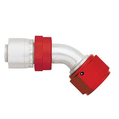 Aeroquip Crimp Hose Ends FBM4222 Fitting, End, AQP Hose, 45 Degree, -6 AN to Female -6 AN, Aluminum, Natural/Red, Each