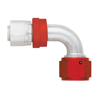 Aeroquip Crimp Hose Ends FBM4233 Fitting, End, AQP/StartLite Hose, 90 Degree, -8 AN to Female -8 AN, Aluminum, Natural/Red, Each