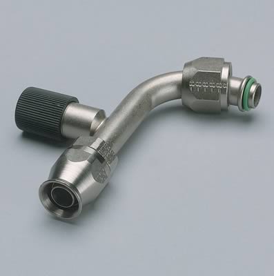 Aeroquip 90 Degree -10 A/C Fitting w/Charge Port