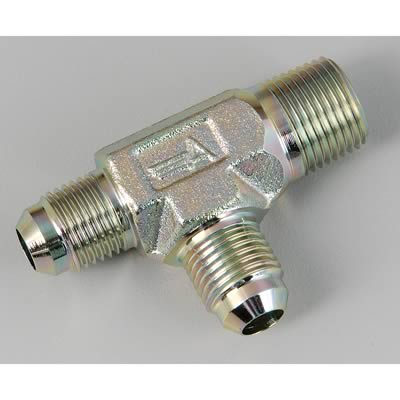 Aeroquip Tee Adapter Fittings FBM2701 Fitting, Adapter, Male Run Tee, -4 AN, 1/8 in. NPT, -4 AN, Steel, Each