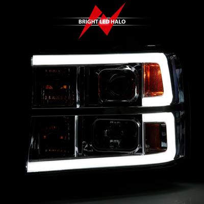 ANZO 2007-2013 GMC Sierra 1500 Projector Headlight Plank Style Chrome w/ Clear Lens Amber thumbnail 6