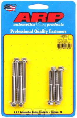 ARP 400-0311 Carburetor Float Bowl Bolt Kit - Stainless Steel, Hex Head, For Holley Single Metering Block (Set Of 8)