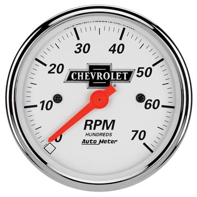 Autometer Arctic White GM 3-1/8in 7000RPM 4, 6, 8 Cyl Electrical Tachometer Gauge thumbnail 3