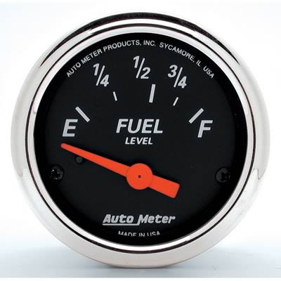 Autometer Designer Black Fuel Level Gauge 2-1/16in Electrical 70 Ohms E / 10 Ohms F - 90 Deg Sweep