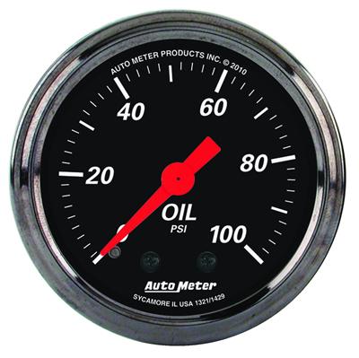 AutoMeter Gauge Oil Press 2-1/16in. 100PSI Mech Designer Black