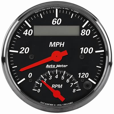 AutoMeter Gauge Tach/Speedo 3-3/8in. 120MPH & 8K RPM Elec. Program. Designer Blk