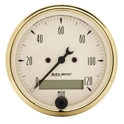 AutoMeter Gauge Speedometer 3-1/8in. 120MPH Elec. Prog. W/ Lcd Odo Golden Oldies