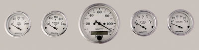 Autometer Old Tyme White 5 Piece Kit (Elec Speed/Elec Oil Press/Water Temp/Volt/Fuel Level) In-Dash thumbnail 2