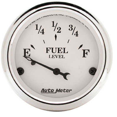 AutoMeter Gauge Fuel Level 2-1/16in. 73 Ohm(e) to 10 Ohm(f) Elec Old Tyme White