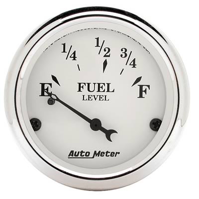 Auto Meter Old Tyme White 2-1/16in 0-30 OHM Electric Fuel Level Gauge