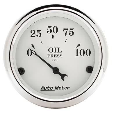 Auto Meter 2-1/16in 100PSI Electronic Oil Pressure Old Tyme White Gauge