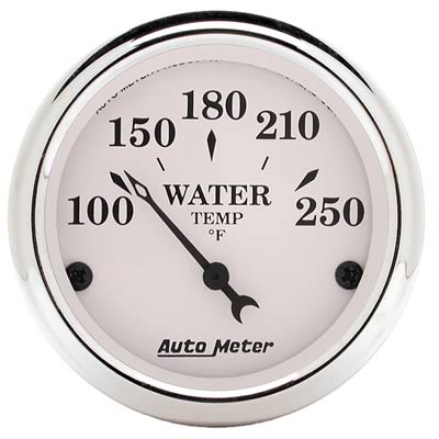 AutoMeter Gauge Water Temp 2-1/16in. 250 Deg. F Elec Old Tyme White