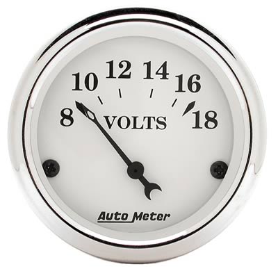 AutoMeter Gauge Voltmeter 2-1/16in. 18V Elec Old Tyme White