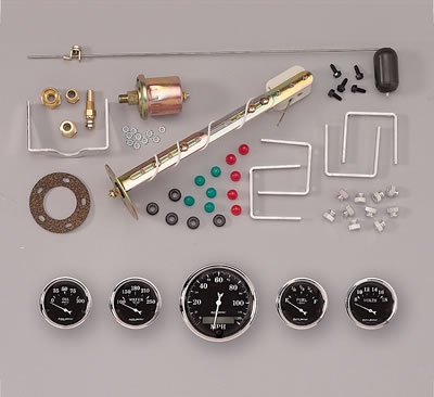 AutoMeter Gauge Kit 5 Pc. 3-1/8in. & 2-1/16in. Elec. Speedometer Old Tyme Black thumbnail 2