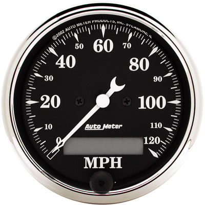 AutoMeter Gauge Speedo. 3-1/8in. 120MPH Elec. Prog. W/ Lcd Odo Old Tyme Blk