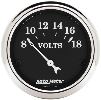 Autometer 2 1/16in 18V Electric Old Tyme Black Voltmeter