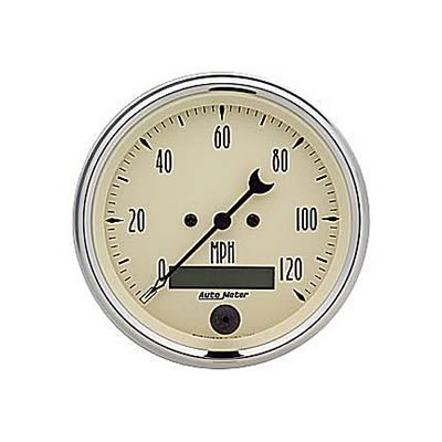 AutoMeter Gauge Speedo. 3-3/8in. 120MPH Elec. Prog. W/ Lcd Odo Antique Beige