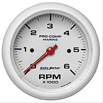 Autometer Marine White Ultra-Lite Gauge 3-3/8in Tachometer 6K RPM