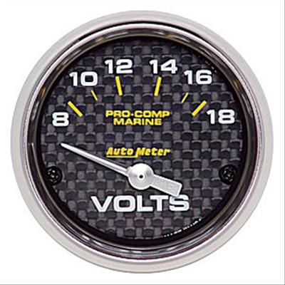 Autometer Marine Carbon Fiber 2-1/16in 18V Electric Voltmeter Gauge