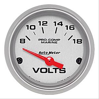 Autometer Marine White 2-1/16in 18V Electric Voltmeter Gauge