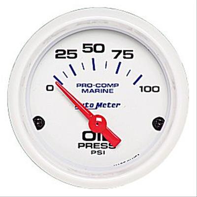 Autometer Ultra-Lite 2-1/16in Electric 100 PSI Oil Pressure Gauge Marine White