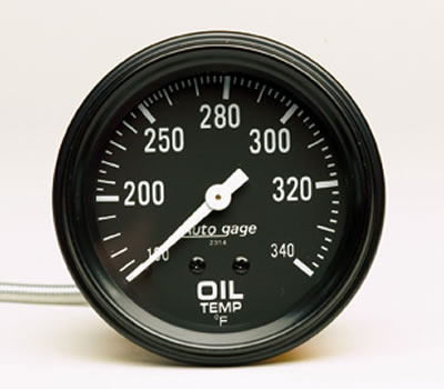 Auto Gage Mechanical Oil Temperature Gauge 2 5 8 Dia Black Face 2314