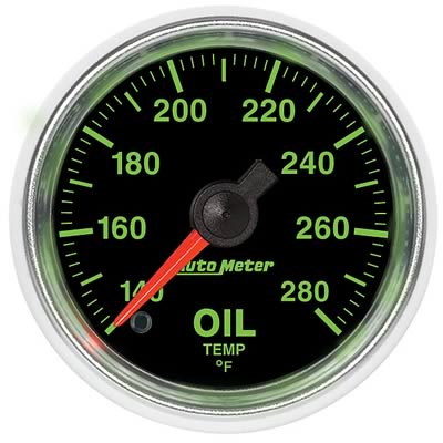 Autometer GS Series 2-1/16in Oil Temperature Gauge 140-280 Degrees Electric Full Sweep