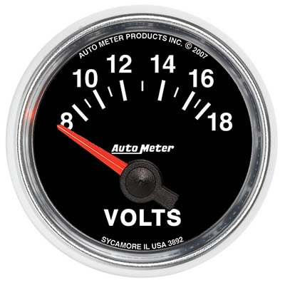 Autometer GS 52mm 8-18 Volts Short Sweep Electronic Voltmeter Gauge