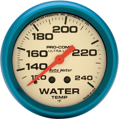 AutoMeter Gauge Water Temp 2-5/8in. 120-240 Deg. F Mech. Glow In The Dark Ultra-Nite thumbnail 4