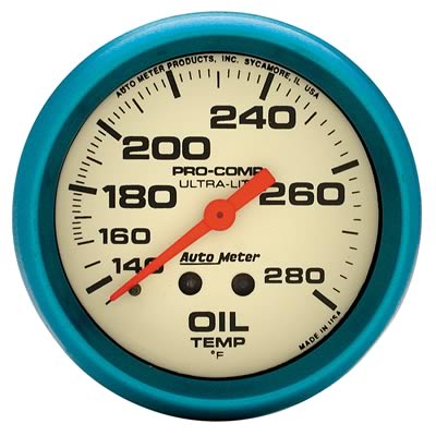 Autometer Ultra-Nite 66.7mm 140-280 Deg. F Mechanical Glow In The Dark Oil Temp Gauge thumbnail 2