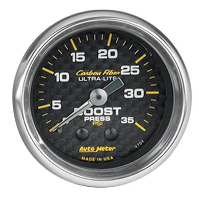 Autometer Carbon Fiber 52mm 35 PSI Mechanical Boost Gauge