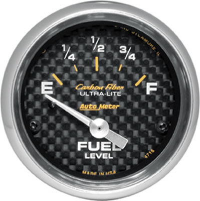 Autometer Carbon Fiber 52mm 240 Empty-33 Full Electronic Fuel Level Gauge