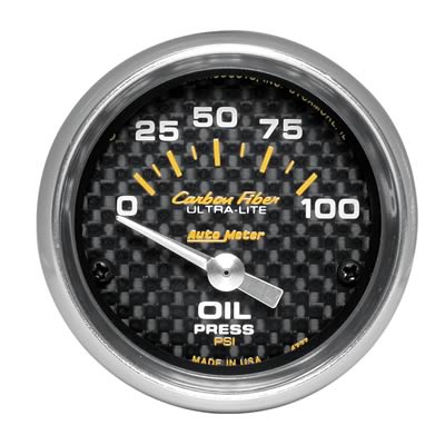 Auto Meter 4727 Carbon Fiber Ultra-Lite 0-100 psi 2 1/16" Analog Gauges ATM472