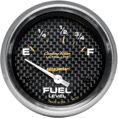 AutoMeter Gauge Fuel Level 2-5/8in. 73 Ohm(e) to 10 Ohm(f) Elec Carbon Fiber