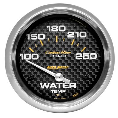 AutoMeter Gauge Water Temp 2-5/8in (66.7mm) 100-250F Electric Carbon Fiber thumbnail 2