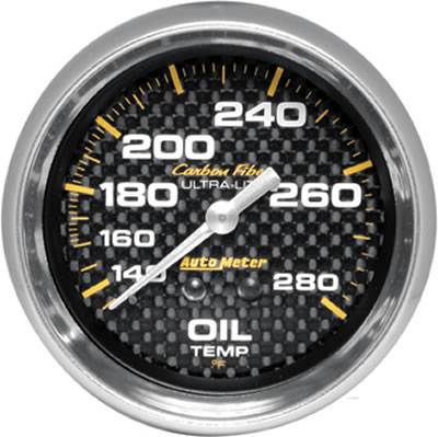Autometer Carbon Fiber 2-5/8in 140-280 Deg F Mechanical Oil Temp Gauge