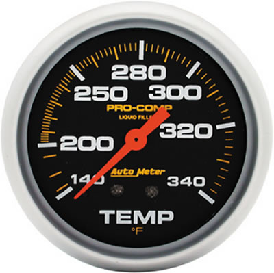 AutoMeter Gauge Temperature 2-5/8in. 140-280 Deg. F Liquid Filled Mech 8ft. Pro-Comp