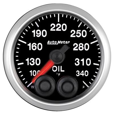 Autometer Elite 52mm 100-340 Deg F Oil Temp Peak & Warn w/ Electronic Control Gauge