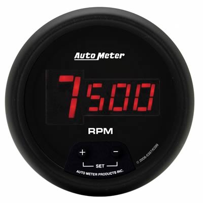 AutoMeter Gauge Tach 3-3/8in. 10K RPM In-Dash Digital Black Dial W/ Red Led