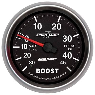 Autometer Sport-Comp II VAC/Boost 2 5/8in 30 IN HG-45PSI Mechanical Gauge