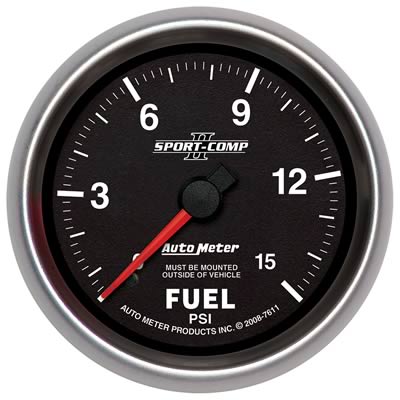 Autometer Sport-Comp II 2-5/8in Mechanical 15PSI Fuel Pressure Gauge