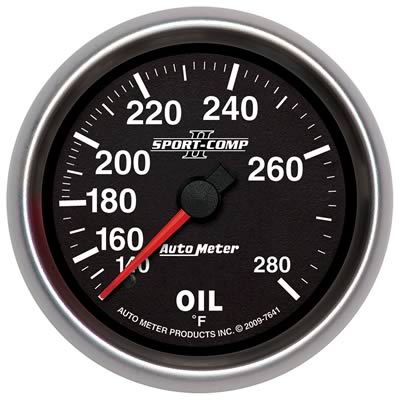 AutoMeter Gauge Oil Temp 2-5/8in. 140-280 Deg. F Mechanical Sport-Comp II