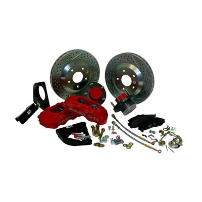 Baer Brakes Claw Track Disc Brake Kits 4301381R Brakes, Track, Front, Cross-Drilled/Slotted Rotors, 4-Piston Calipers, Red, GM, Passenger Car, Kit thumbnail 2