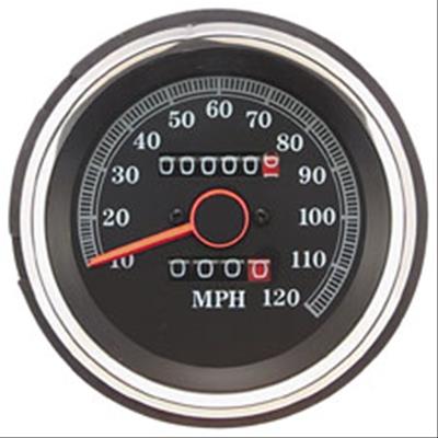 Biker's Choice Replacement Speedometers 493980 Gauge, Speedometer, Replacement, Analog, 0-120 mph, 4 1/2 in., Black Face, Electrical, Harley-Davidson®, Each