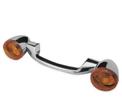 Biker's Choice Rear Turn Signals and Bars 491156 Signal Bar, Amber Lens, Steel, Chrome, Harley-Davidson®, Pair