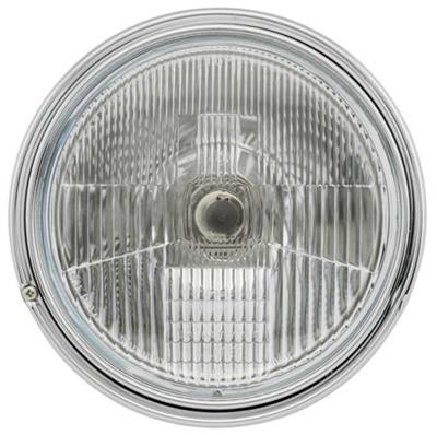 BikeMaster Side Mount Headlights 152455 Headlight, Round, H4, Clear Patterned Lens, Black Steel Housing, 7 in. Diameter, Universal, Each thumbnail 2